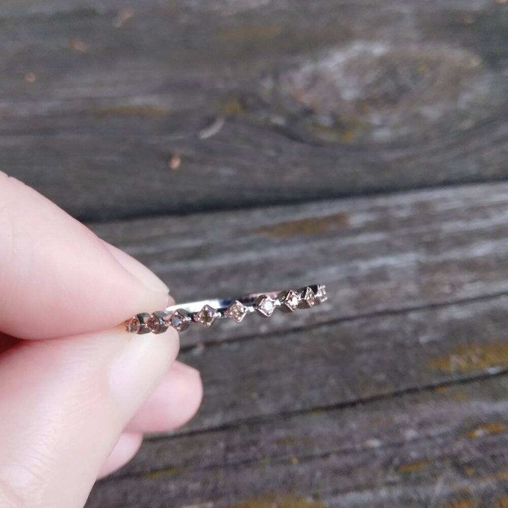 Colleen Lopez 11 Points Genuine Champagne Diamond Sterling Stacking Band Size 10